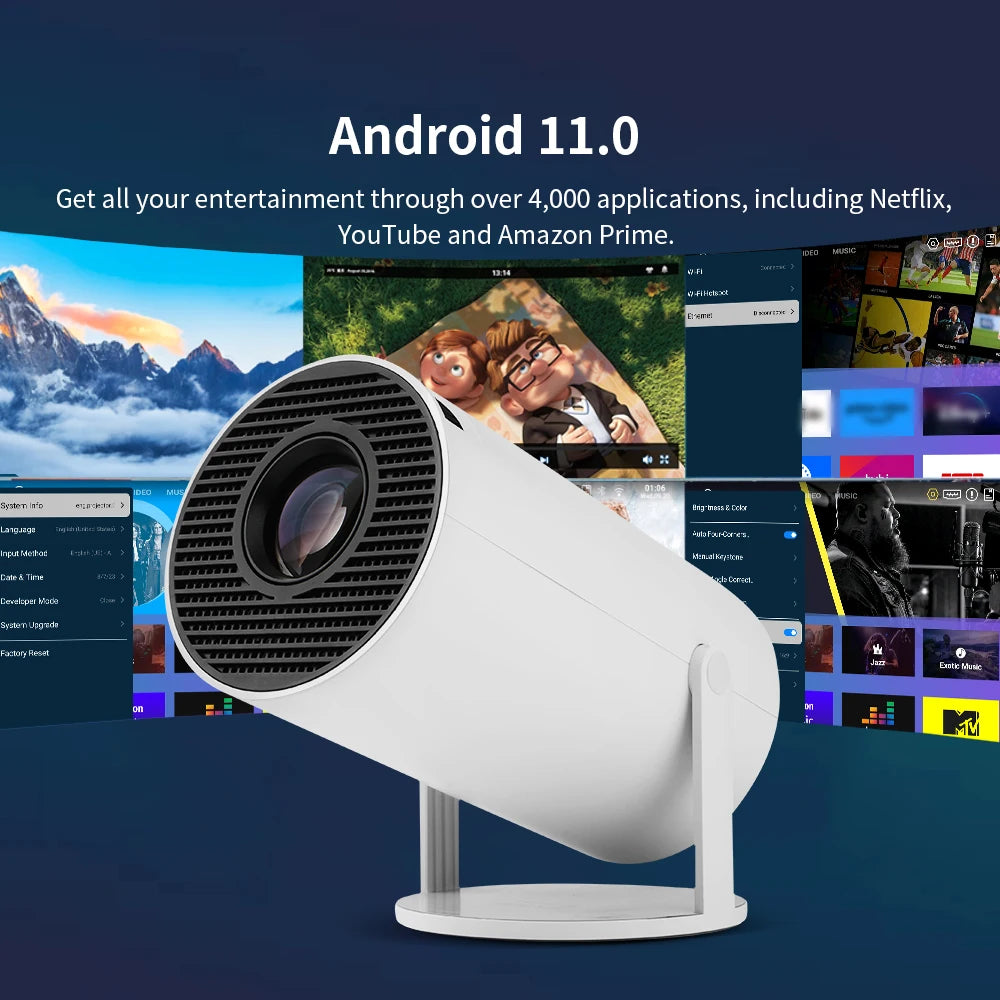 Projector 4K Android 11 Wifi 200 ANSI Allwinner H713 HY300 BT5.0 1080P 1280 X 720P Home Cinema Outdoor Portable Projetor